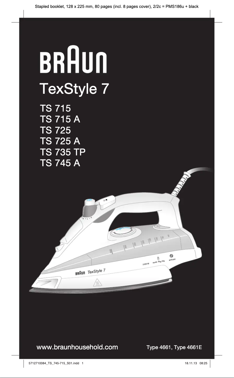 Page 1 de la notice Manuel utilisateur Braun TexStyle 7 TS 735 TP