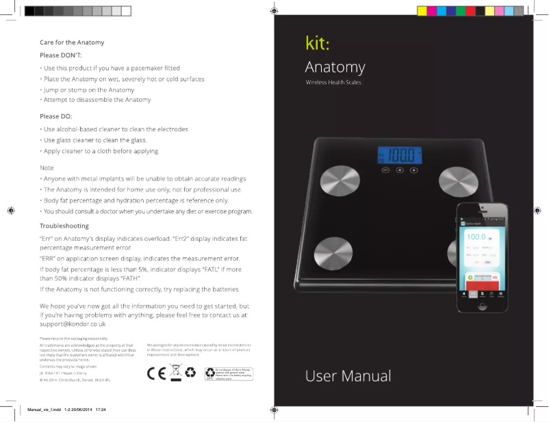 Imagen de la primera página del manual del dispositivo Anatomy