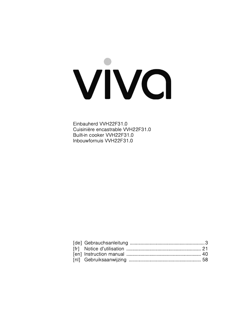 Page n°1 - Manuel utilisateur Viva VVH22F3150