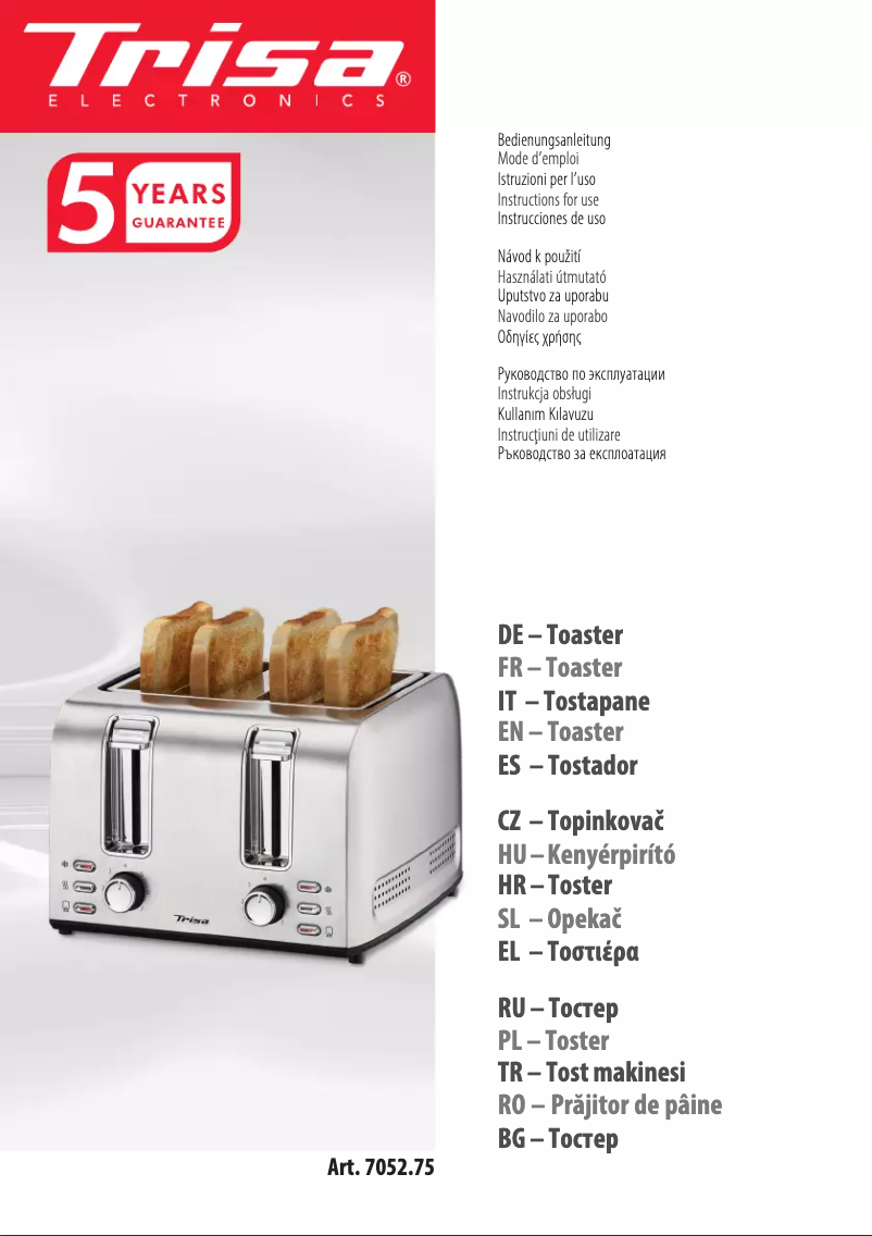 Page n°1 - Manuel utilisateur Trisa Toast 4 All 7052