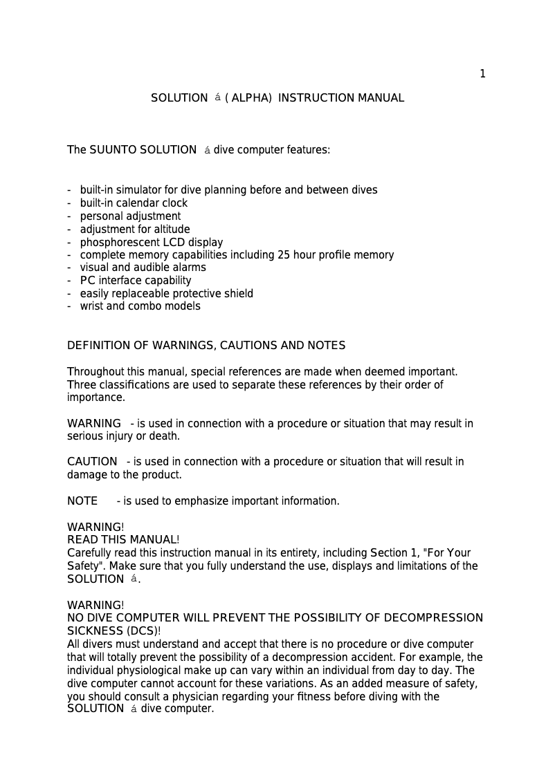 Image de la première page du manuel de l'appareil Solution Alpha