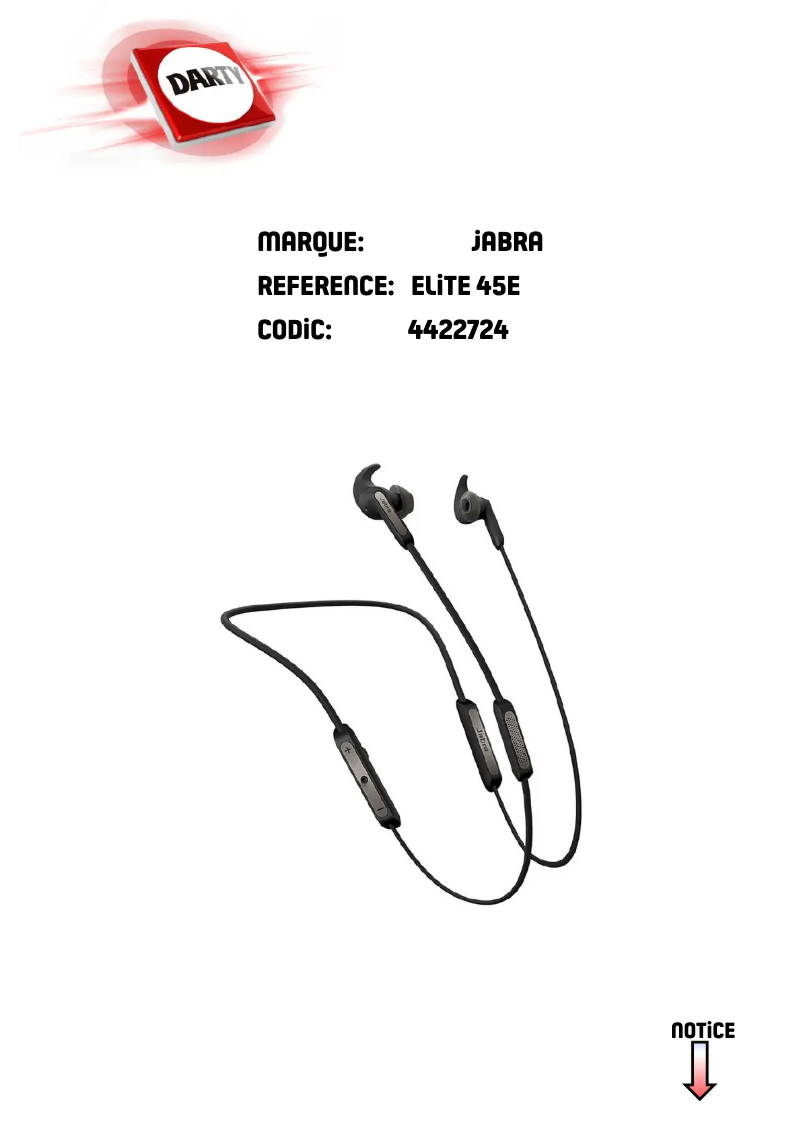 Page 1 de la notice Manuel utilisateur Jabra Elite 45e