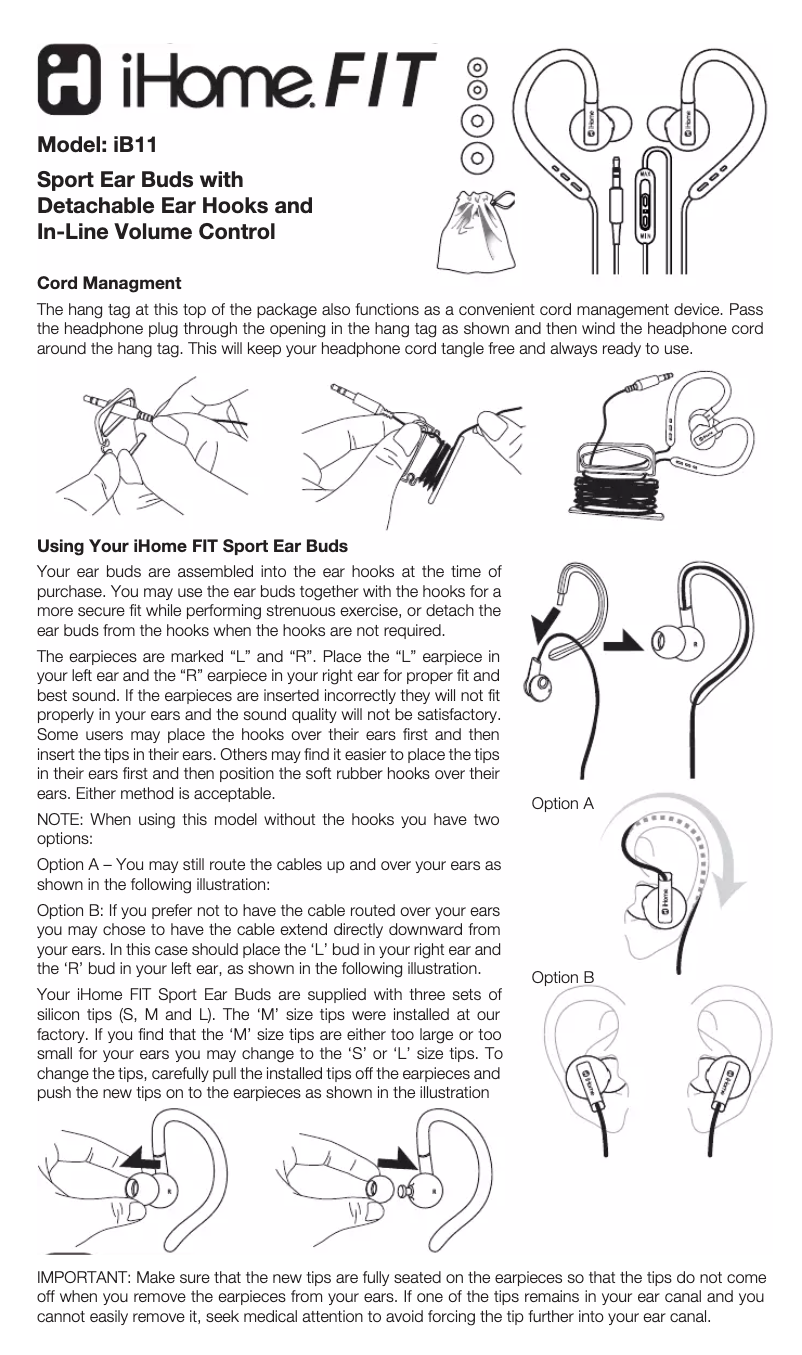 Page n°1 - Manuel utilisateur iHome iB11