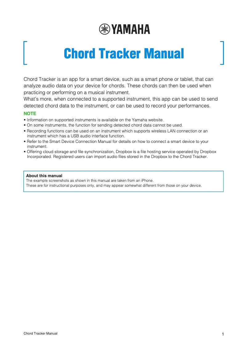 Page 1 de la notice Manuel utilisateur Yamaha Chord Tracker