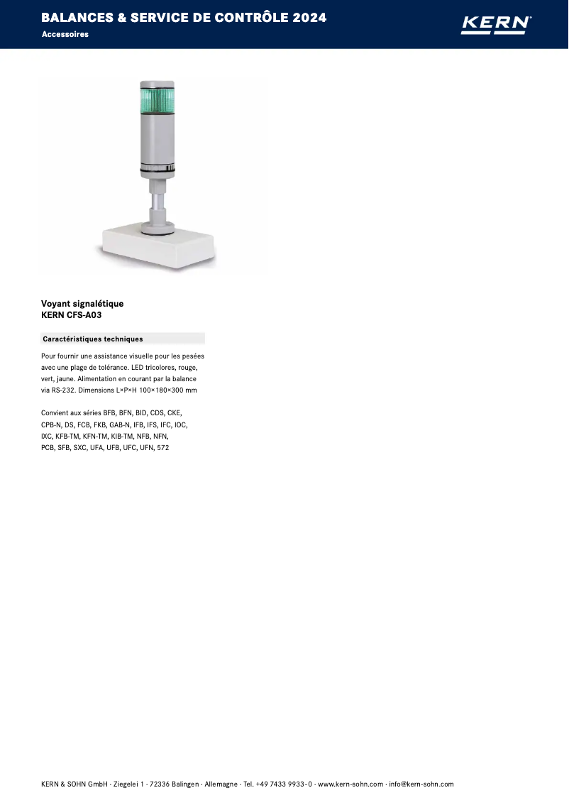 Page 1 de la notice Brochure Kern CFS-A03