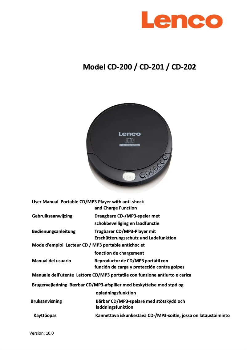 Page n°1 - Manuel utilisateur Lenco CD-202