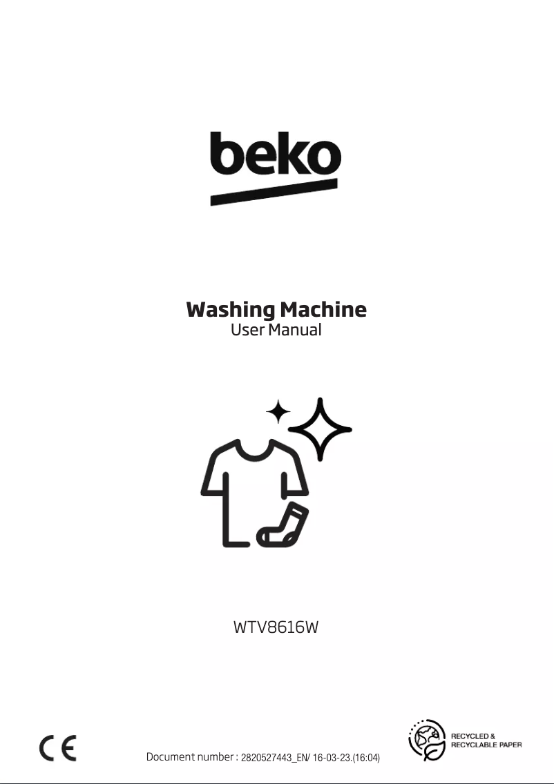 Page 1 de la notice Manuel utilisateur Beko WTV8616W