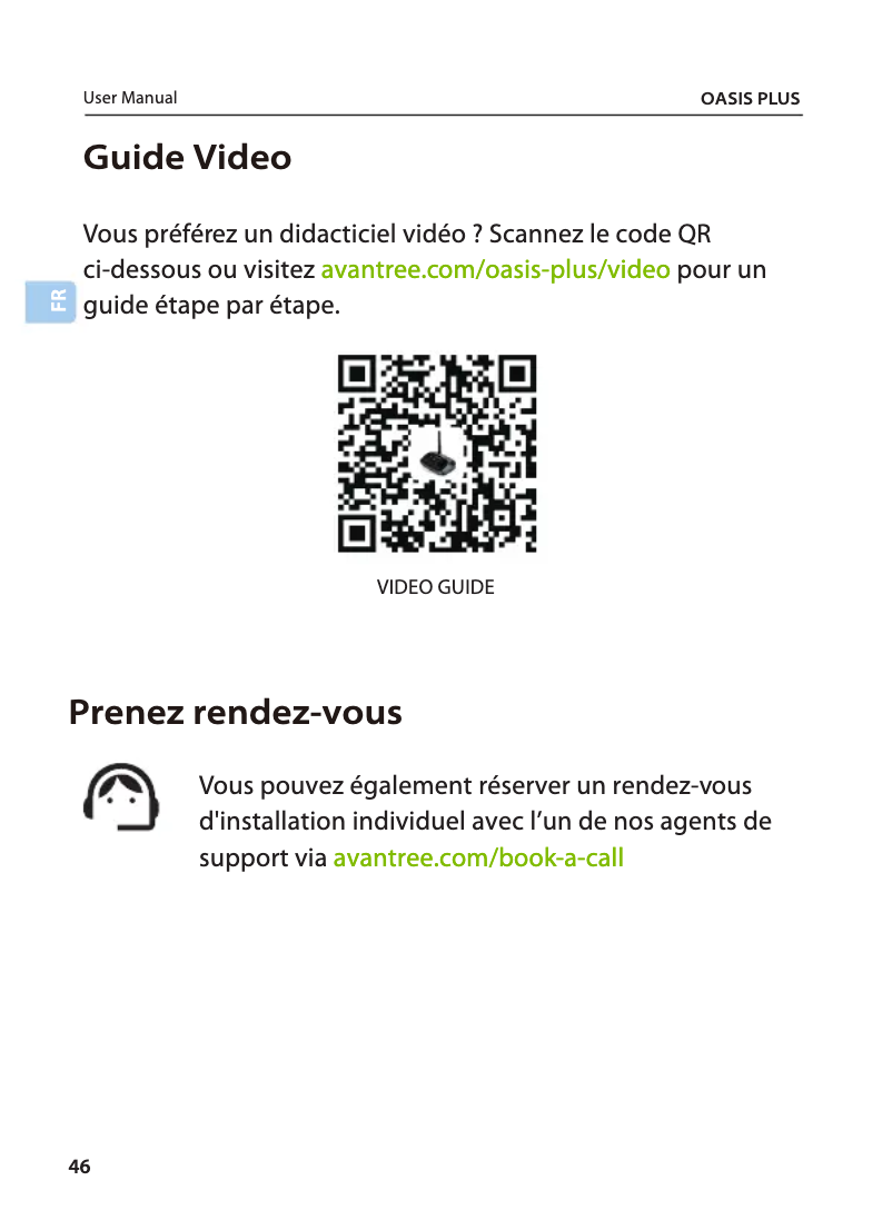 Page 1 de la notice Manuel utilisateur Avantree Oasis Plus