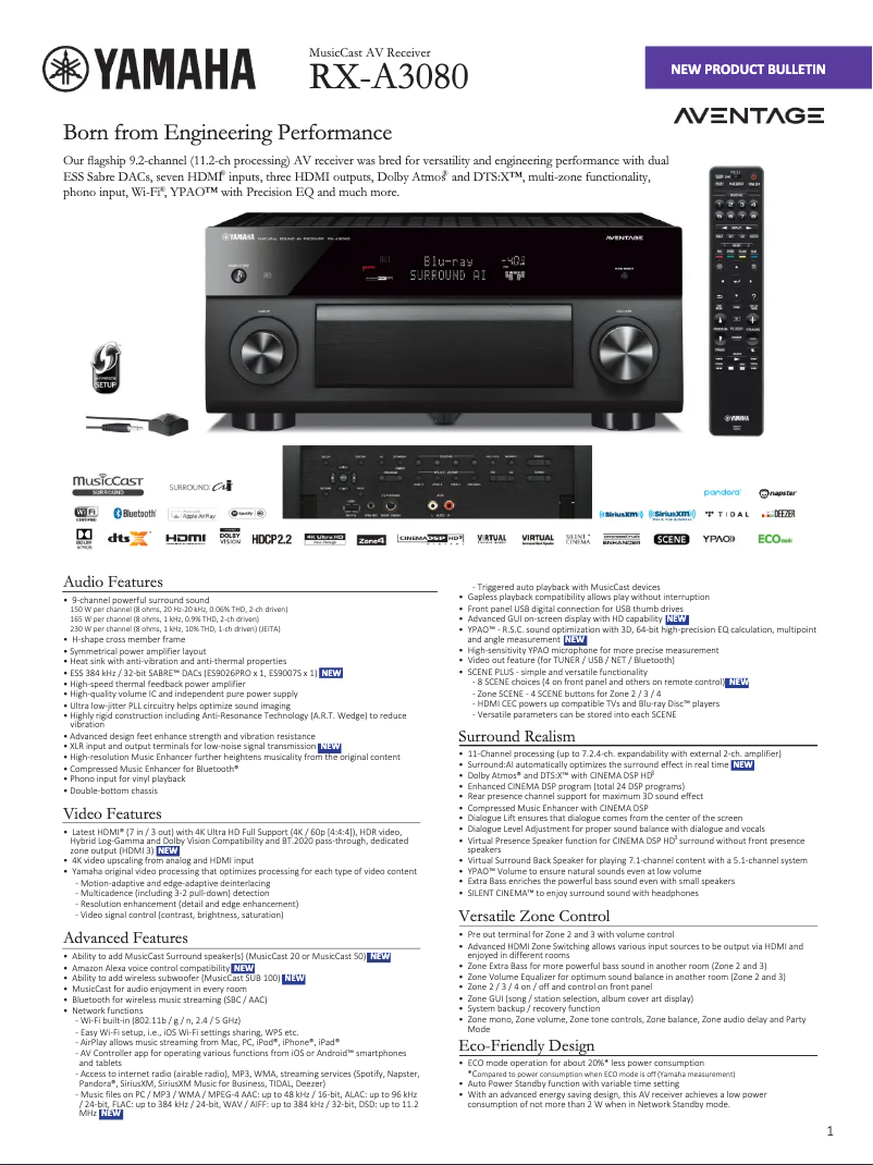 Image de la première page du manuel de l'appareil RX-A3080