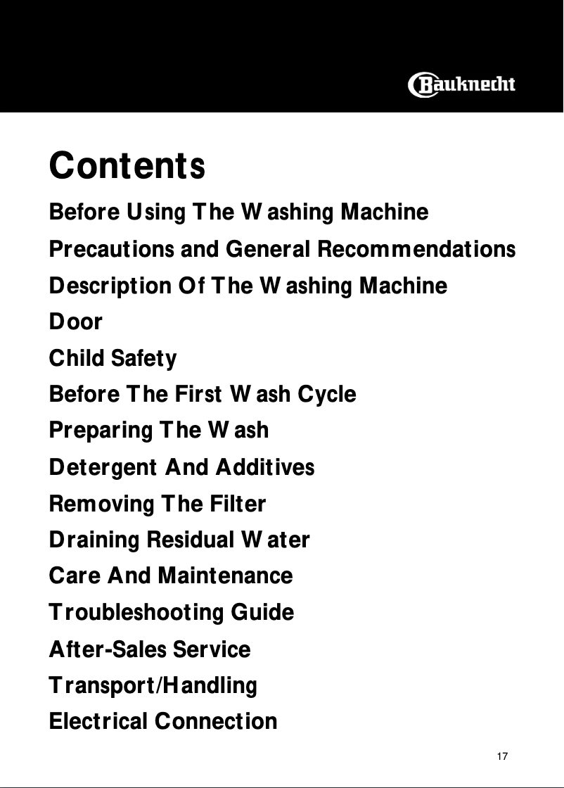 Page 1 de la notice Manuel utilisateur Bauknecht WAK 7550/1