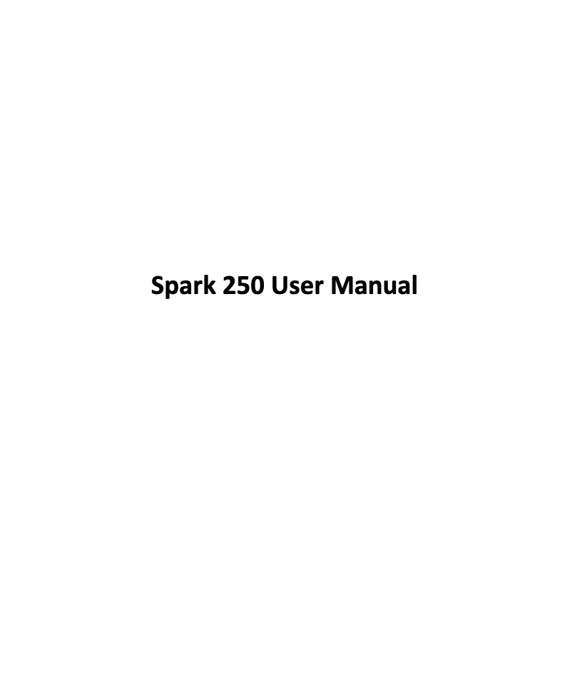 Image de la première page du manuel de l'appareil Spark 250