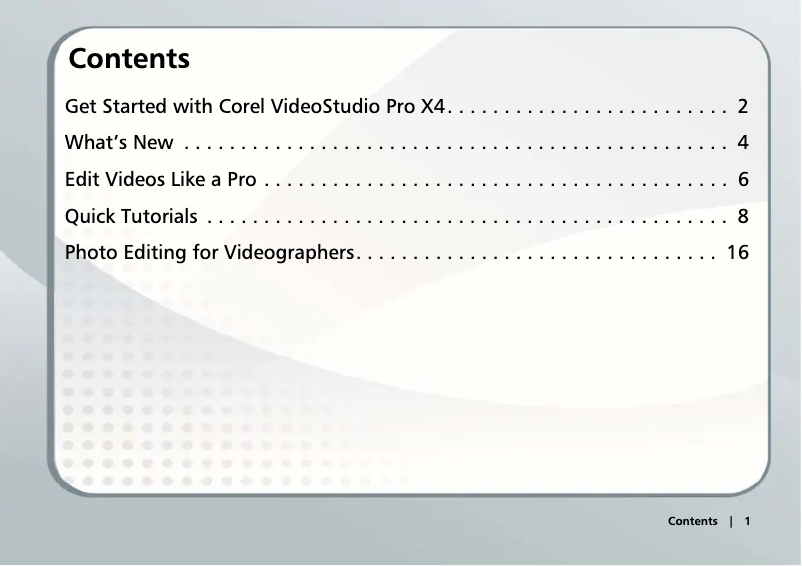 Page 1 de la notice Guide de démarrage rapide Corel VideoStudio Pro X4