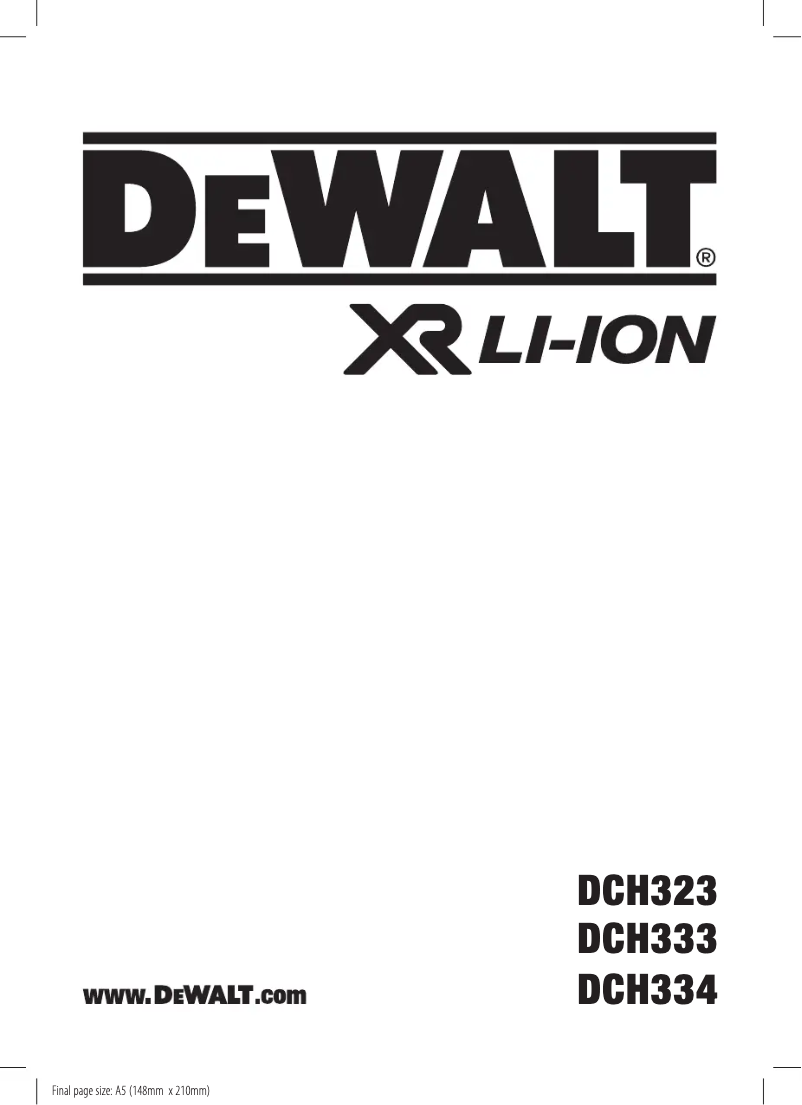 Page 1 de la notice Manuel utilisateur DeWalt DCH333