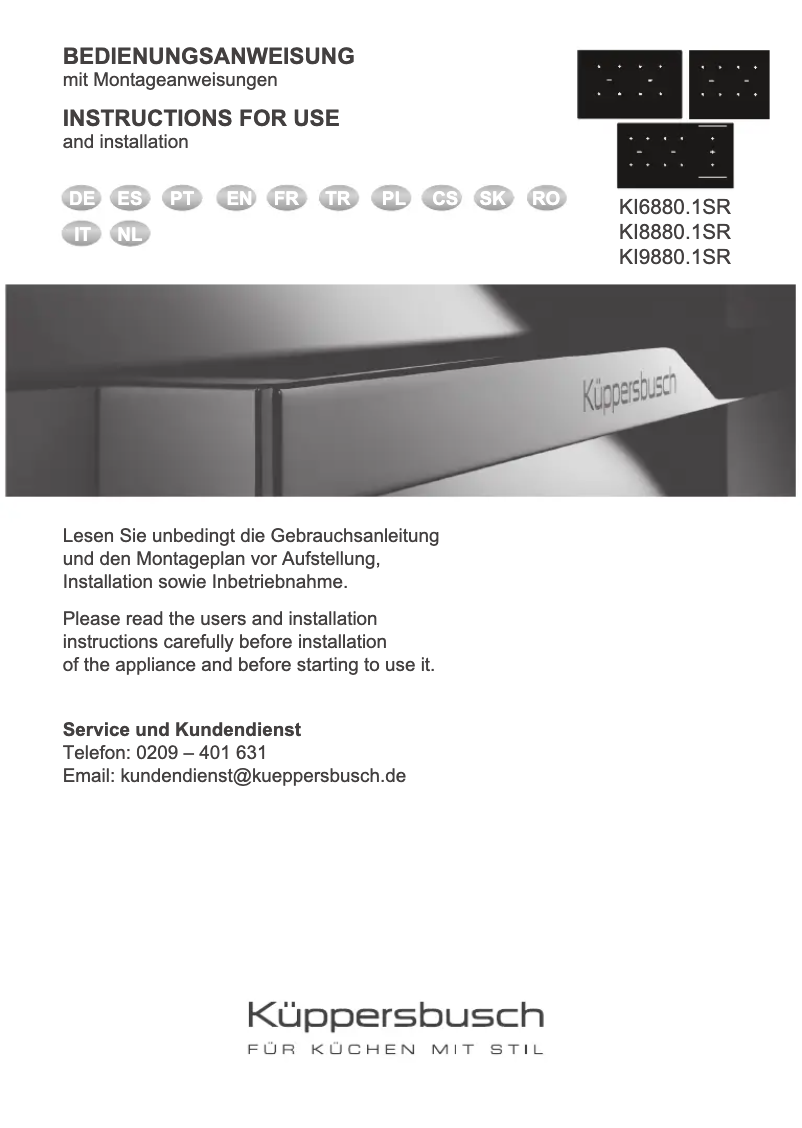 Page 1 de la notice Manuel utilisateur Küppersbusch KI9880.1SR