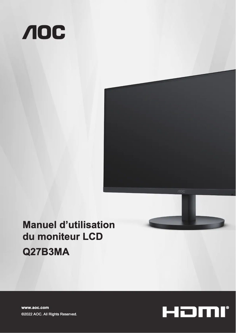 Page n°1 - Manuel utilisateur AOC Q27B3MA
