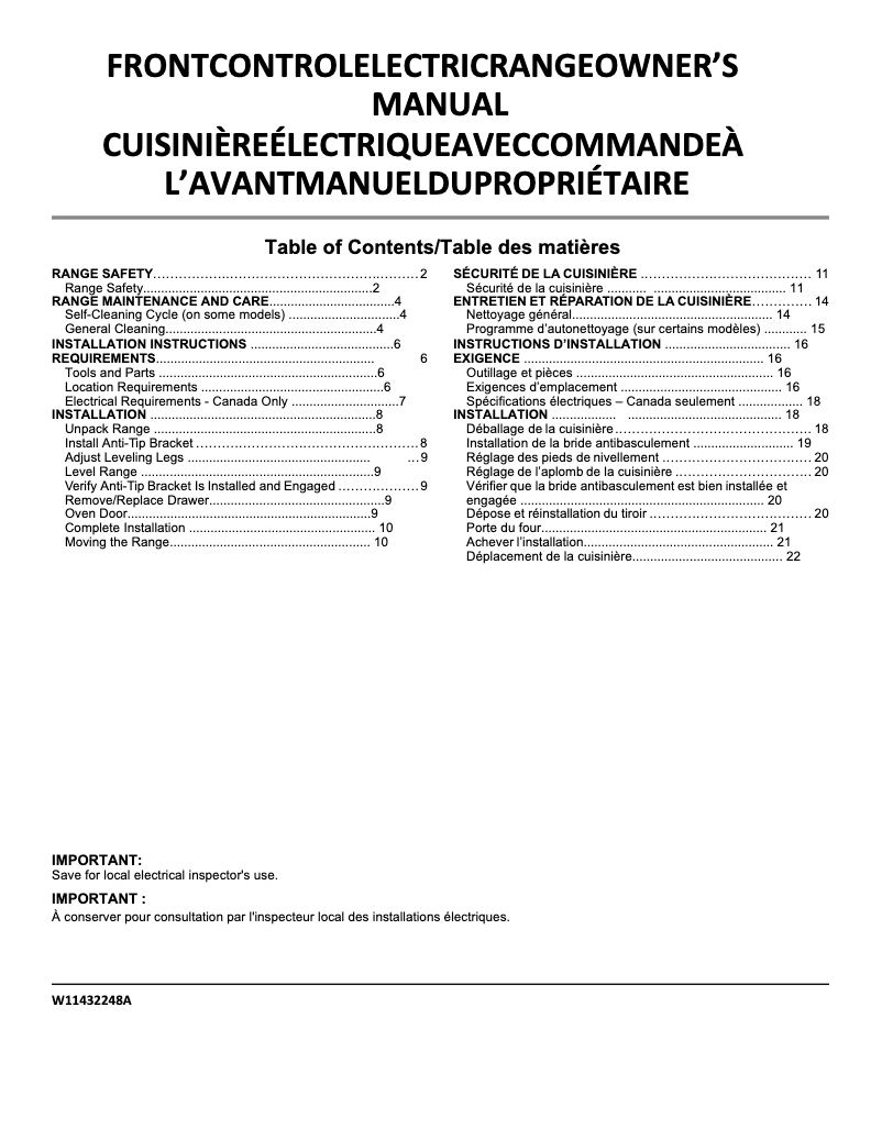 Page 1 de la notice Manuel utilisateur Whirlpool YWEE515S0LB