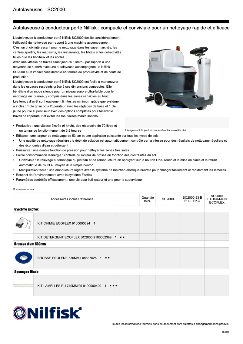 Page n°1 - Fiche technique Nilfisk SC2000