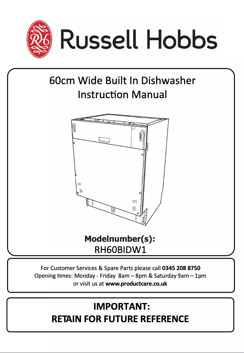 Page 1 de la notice Manuel utilisateur Russell Hobbs RH60BIDW1