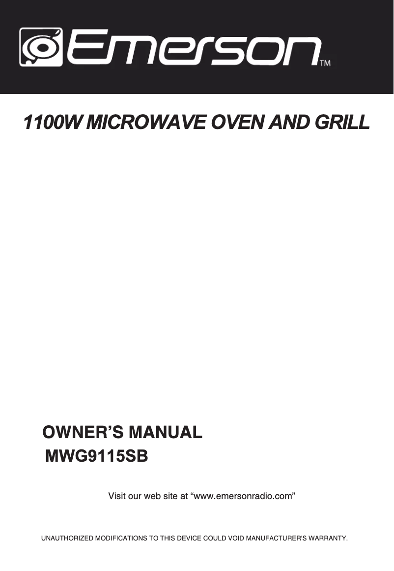 Page 1 de la notice Manuel utilisateur Emerson MWG9115SB
