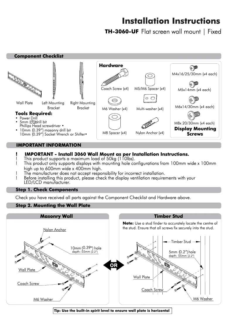 Imagen de la primera página del manual del dispositivo TH-3060-UF