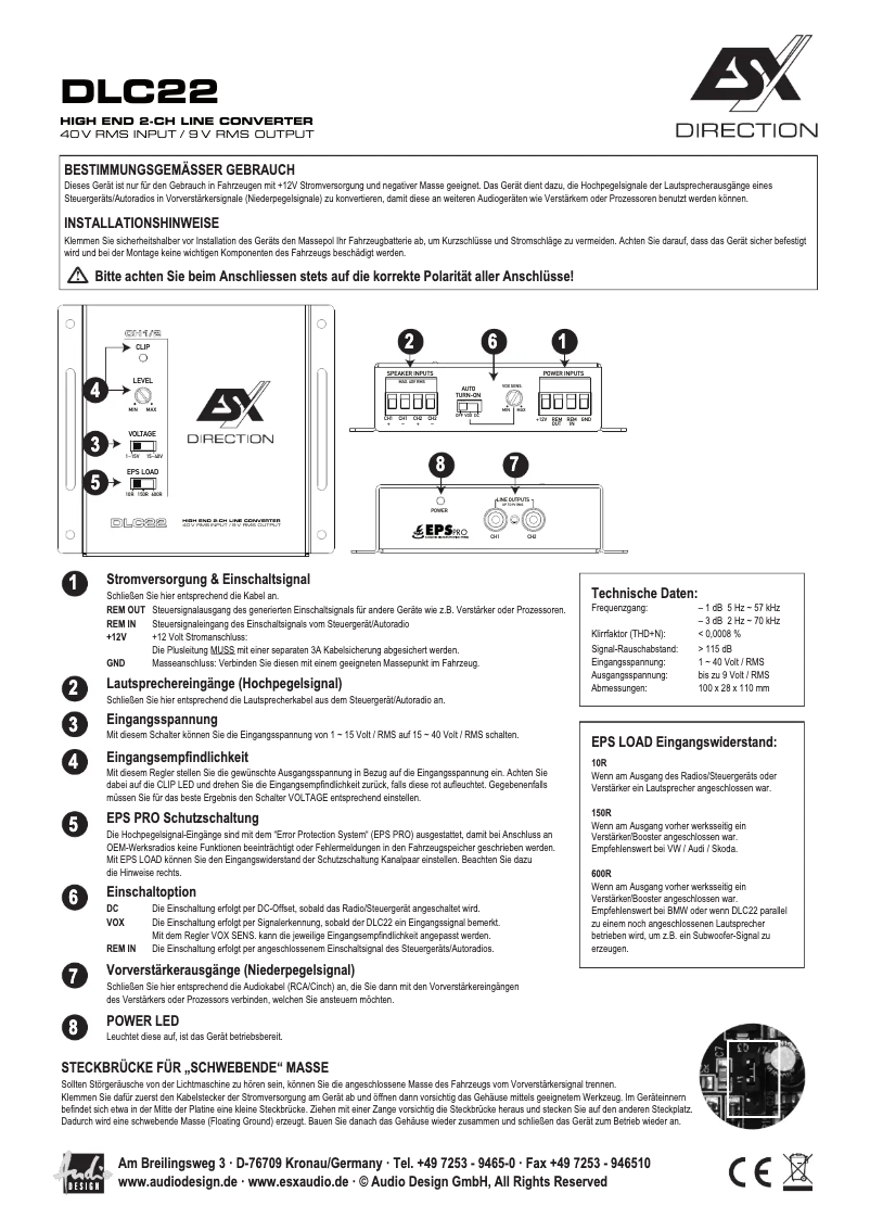 Page 1 de la notice Manuel utilisateur ESX DLC22