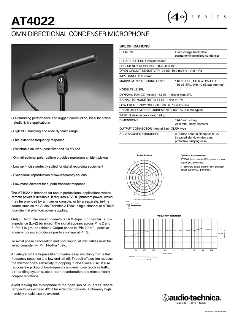 Page n°1 - Manuel utilisateur Audio-Technica AT4022