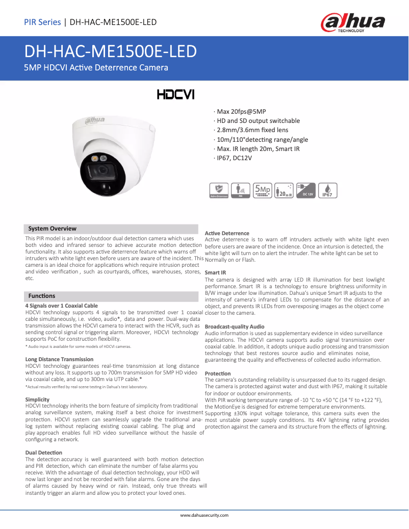 Image de la première page du manuel de l'appareil HAC-ME1500E-LED