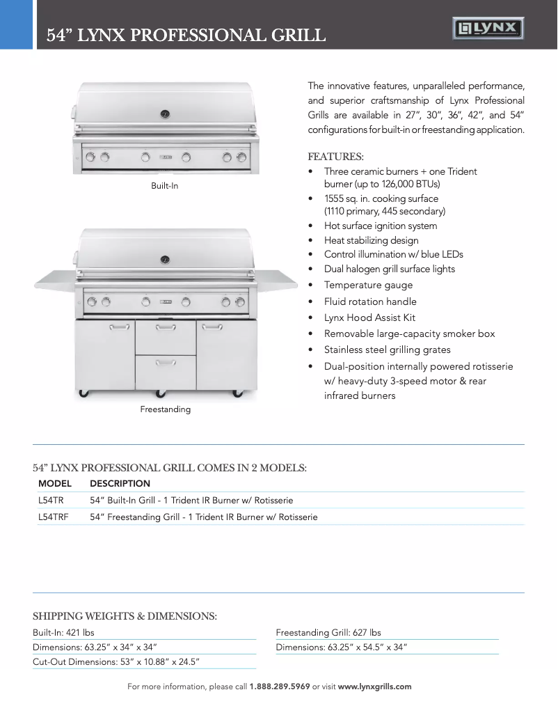 Page n°1 - Fiche technique Lynx Professional L54TR