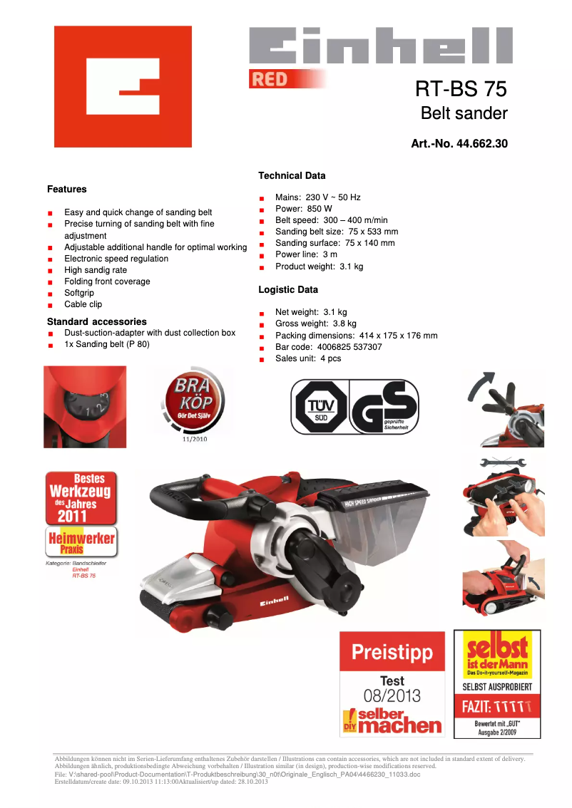 Imagen de la primera página del manual del dispositivo TE-BS 8540 E