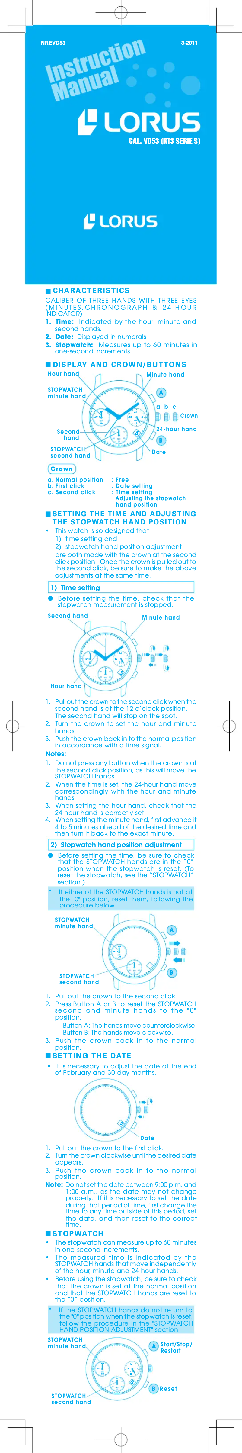 Página 1 del manual Manual de usuario Lorus RT301DX9