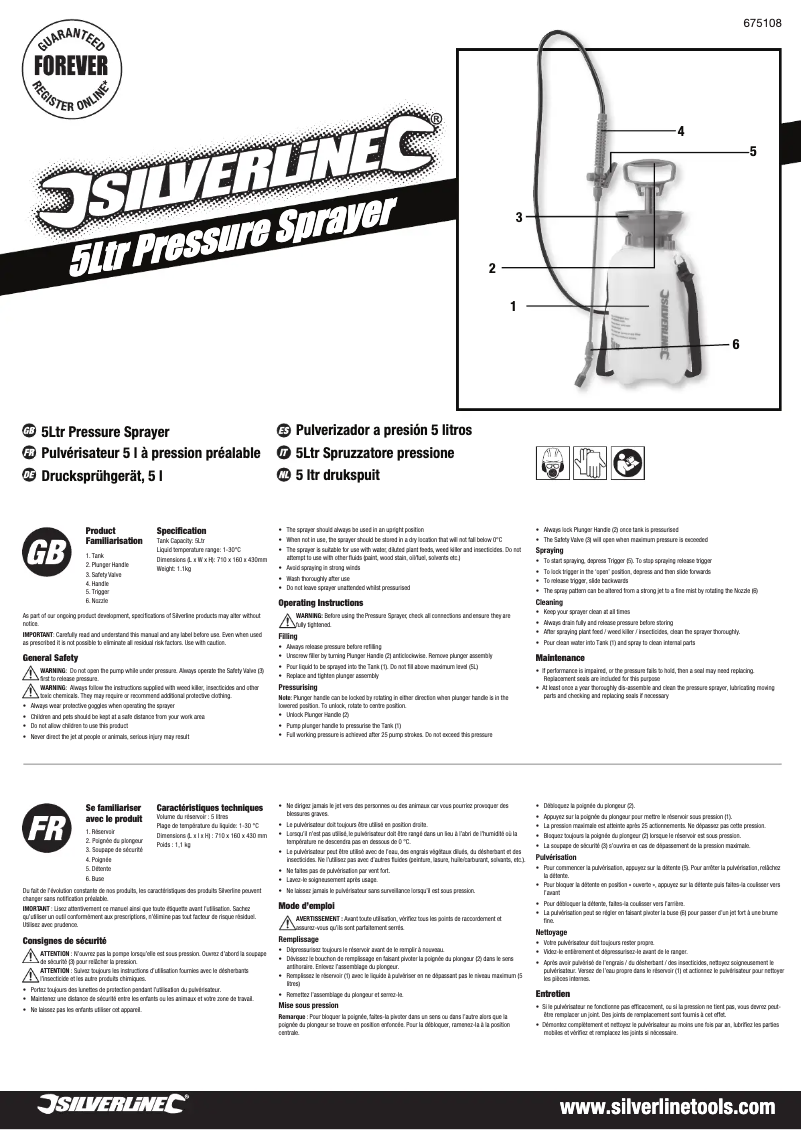 Page n°1 - Manuel utilisateur Silverline 675108