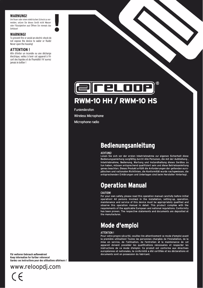 Page n°1 - Manuel utilisateur Reloop RWM-10 HS