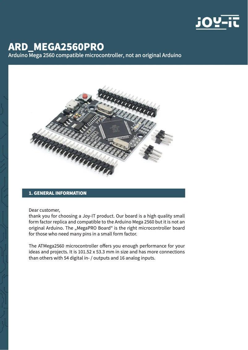 Imagen de la primera página del manual del dispositivo ARD_MEGA2560PRO