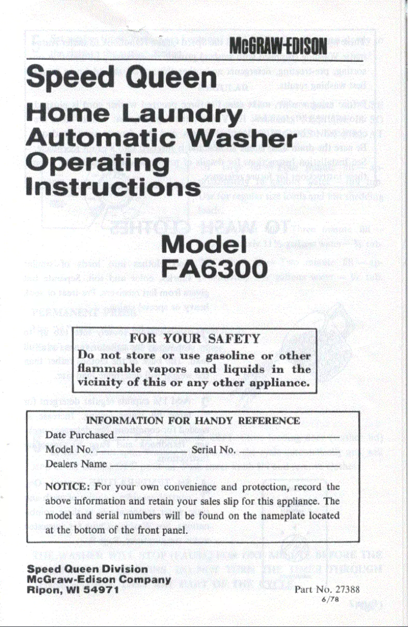 Image de la première page du manuel de l'appareil FA6300