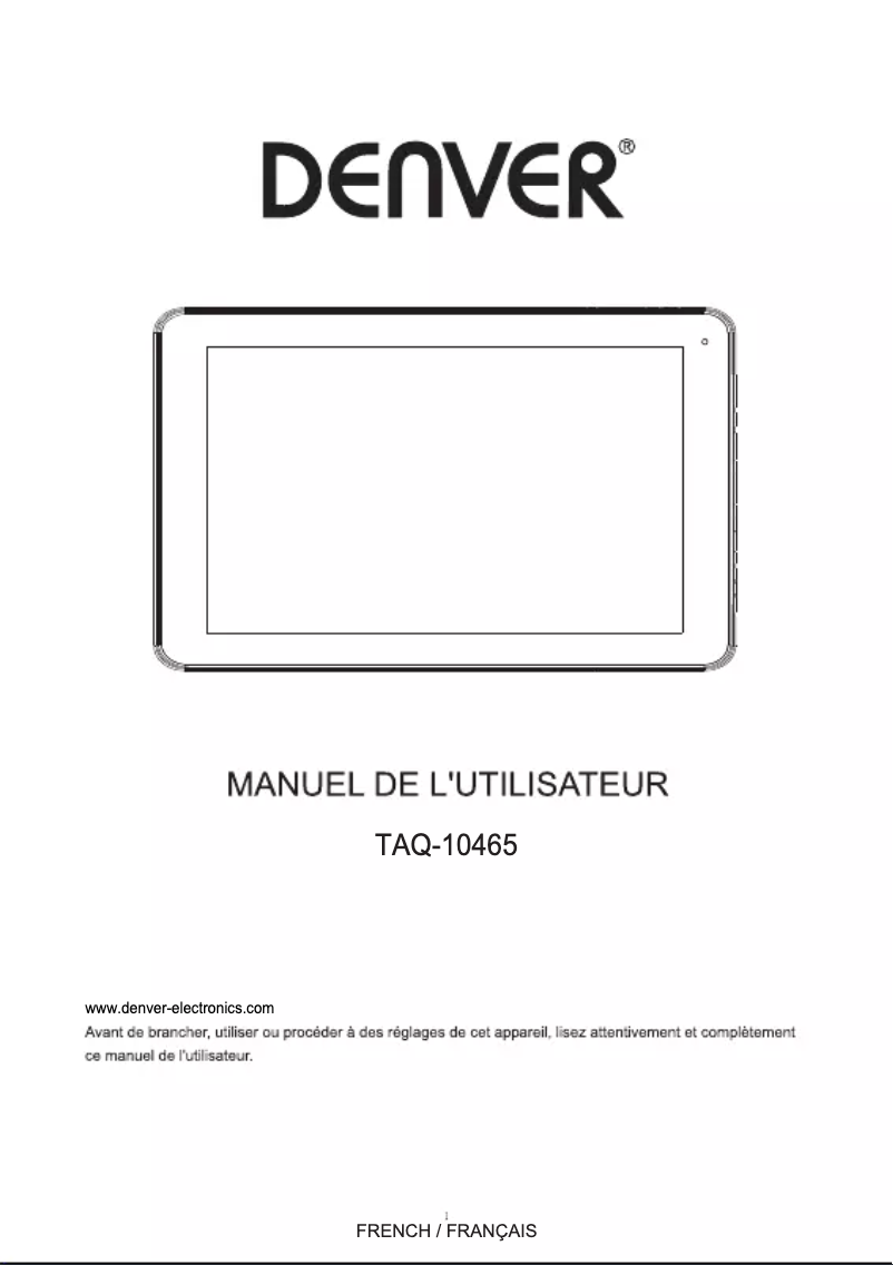 Page n°1 - Manuel utilisateur Denver TAQ-10465