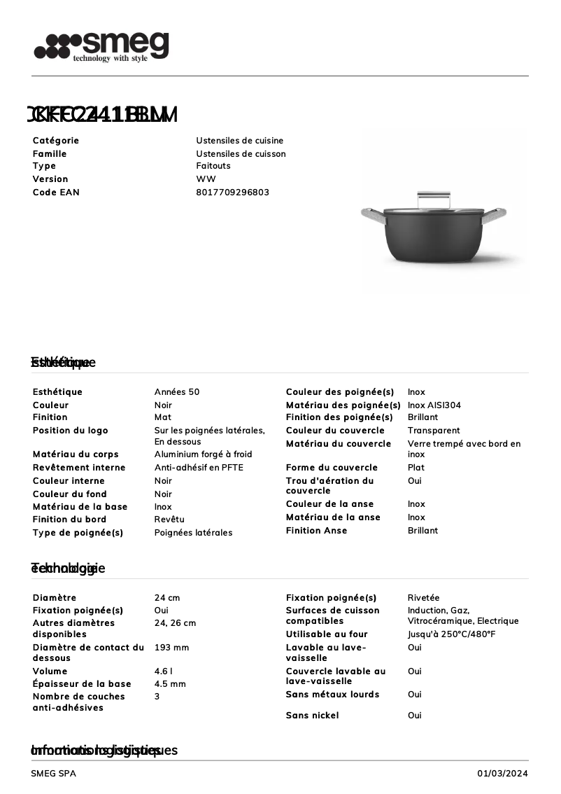 Image de la première page du manuel de l'appareil CKFC2411BLM