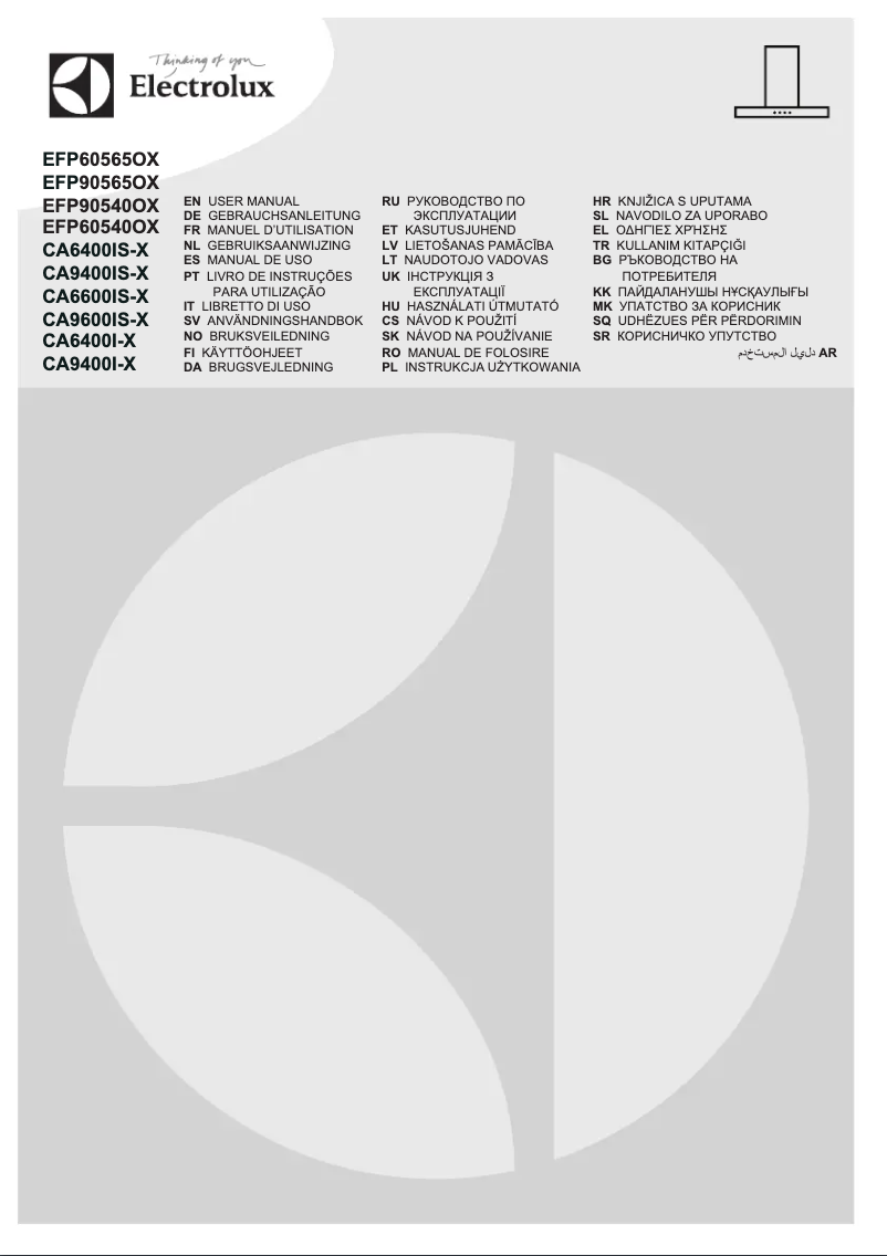 Page 1 de la notice Manuel utilisateur Electrolux CA9600IS-X
