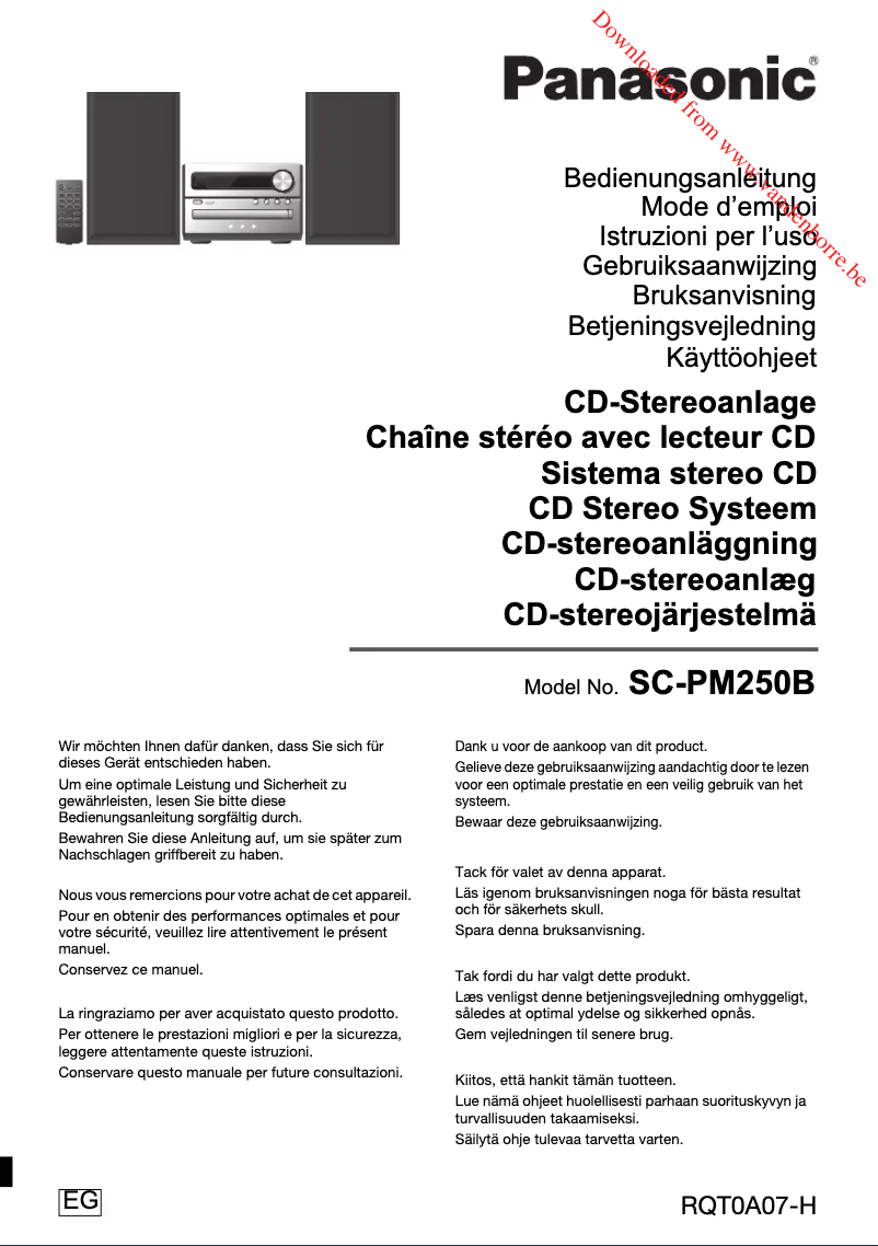 Page 1 de la notice Manuel utilisateur Panasonic SC-PM250