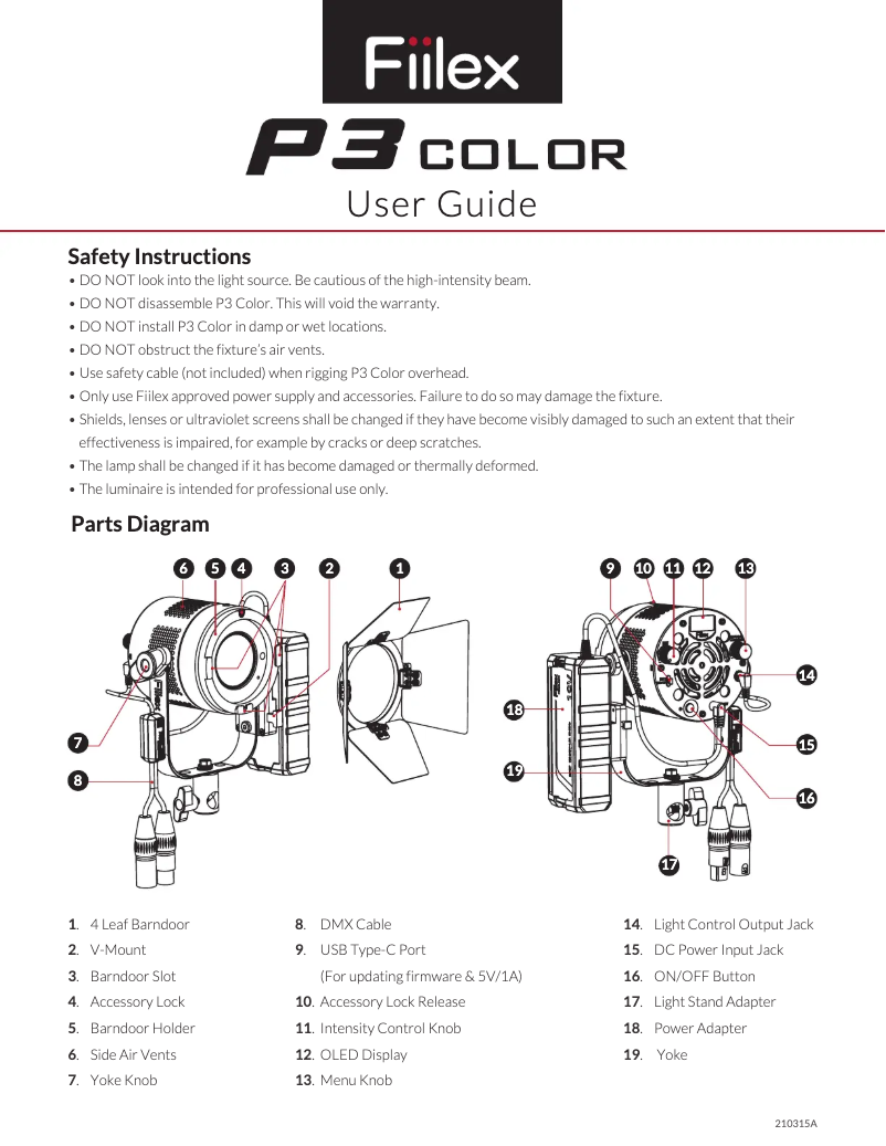 Página 1 del manual Manual de usuario Fiilex P3 Color