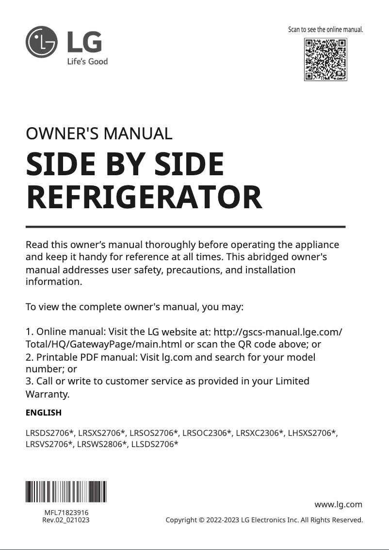 Imagen de la primera página del manual del dispositivo LRSOC2306S
