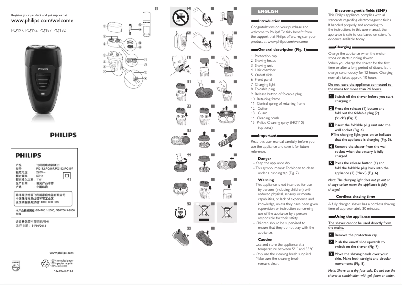 Page n°1 - Manuel utilisateur Philips PQ197