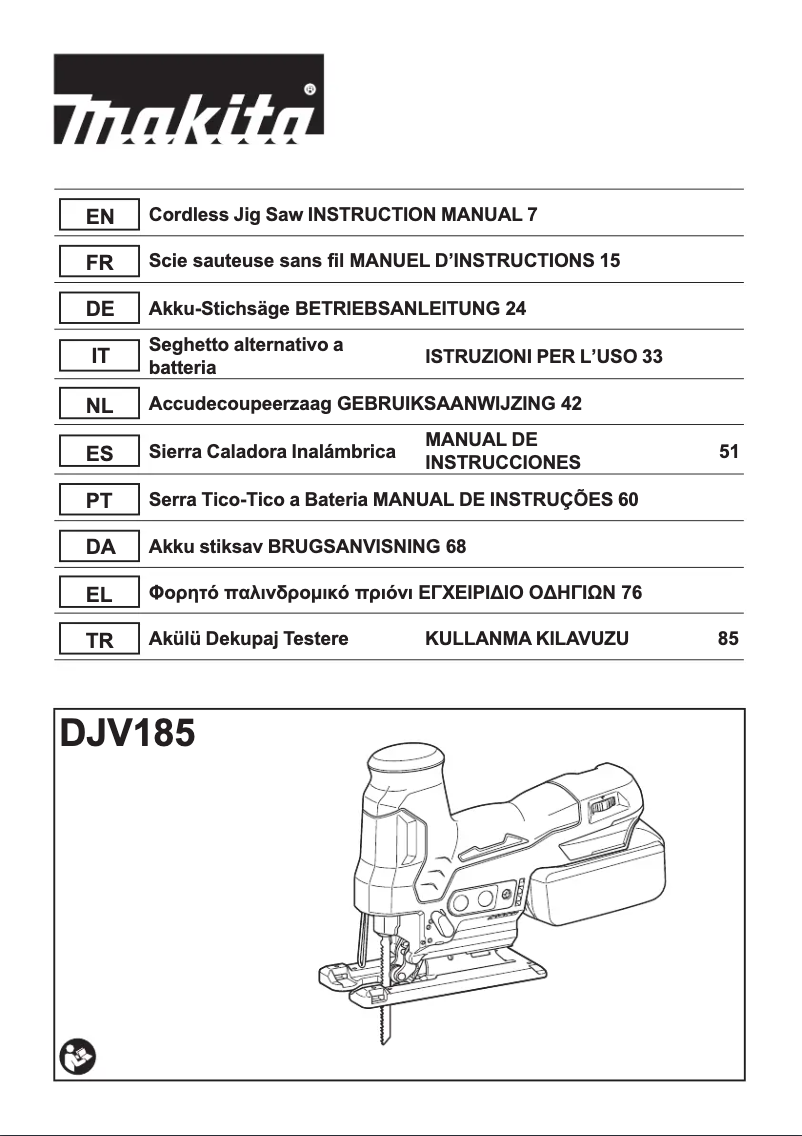 Page n°1 - Manuel utilisateur Makita DJV185