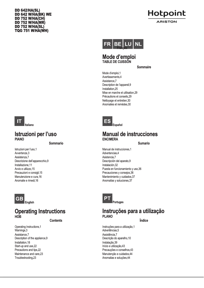 Image de la première page du manuel de l'appareil TQG 751 W/HA(WH)