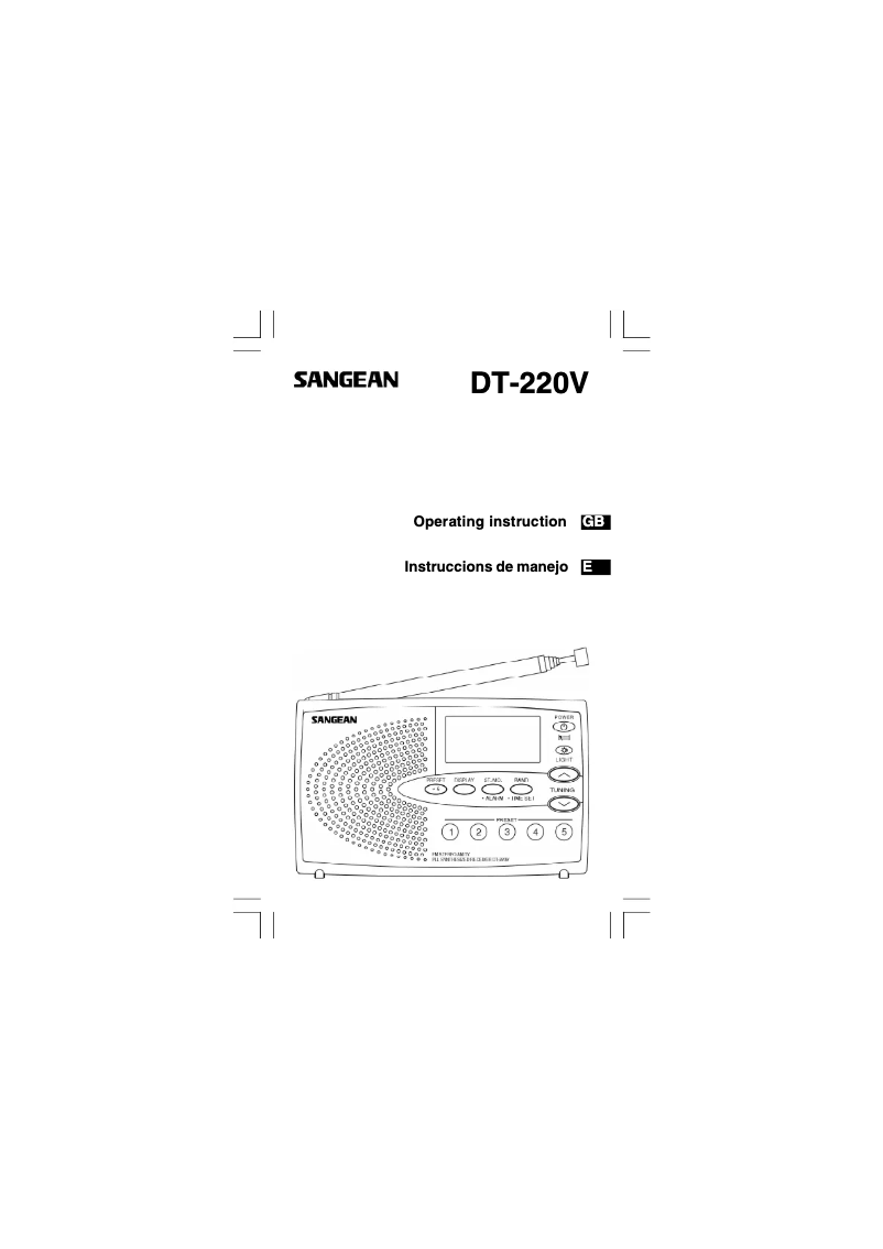 Page n°1 - Manuel utilisateur Sangean DT-220