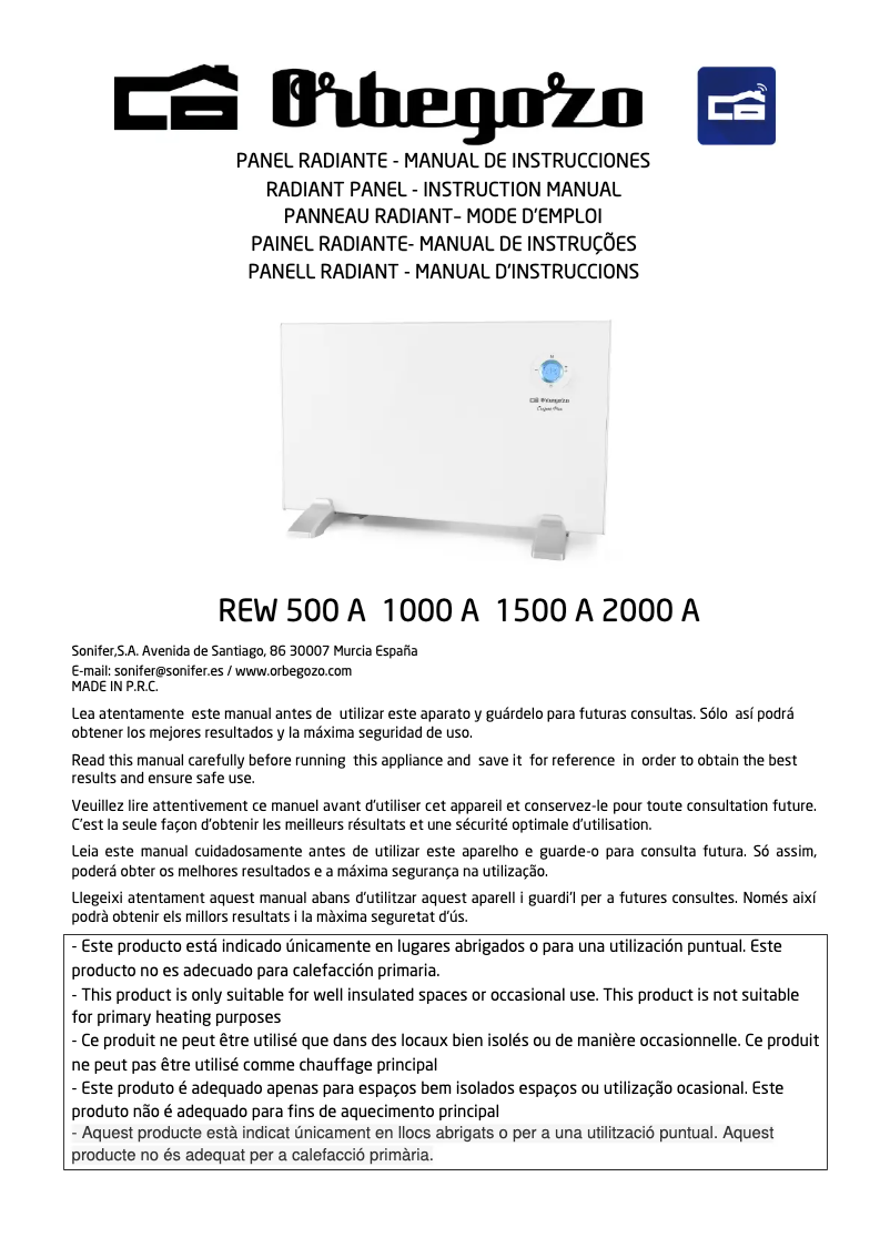 Page 1 de la notice Manuel utilisateur Orbegozo REW 2000