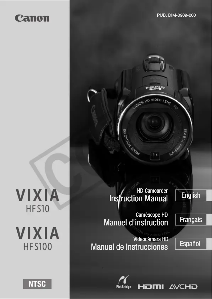 Page n°1 - Manuel utilisateur Canon Vixia HF S10