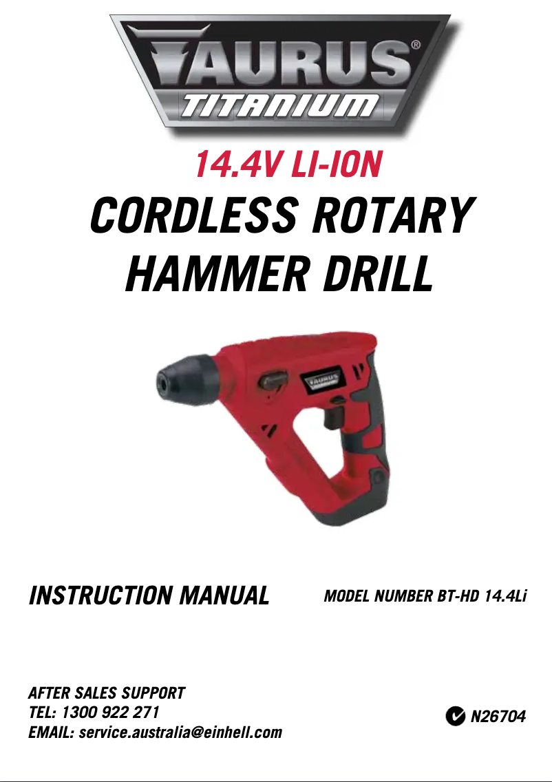 Page 1 de la notice Manuel utilisateur Taurus BT-HD 14,4 Li