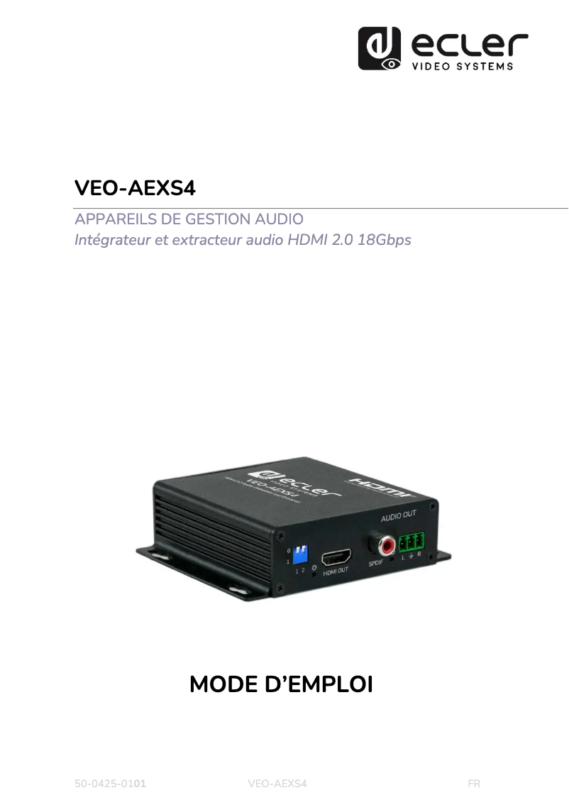 Image de la première page du manuel de l'appareil VEO-AEXS4