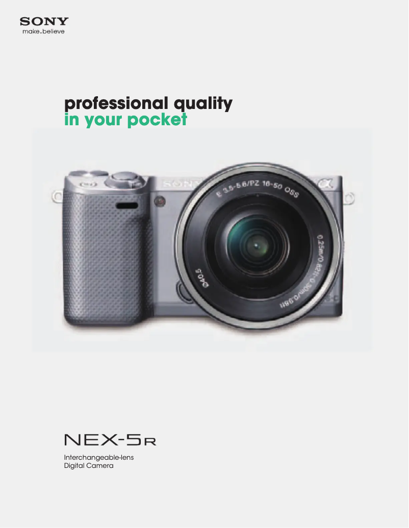 Image de la première page du manuel de l'appareil Alpha NEX-5R