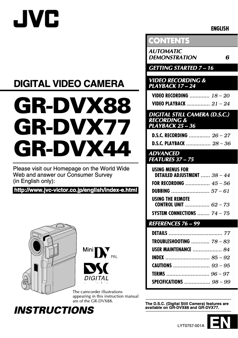 Page n°1 - Manuel utilisateur JVC GR-DVX77
